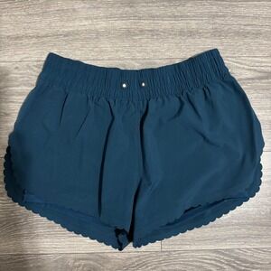 Victoria Secrets Sport Teal Scalloped Hem Running Shorts with Liner Women Size M